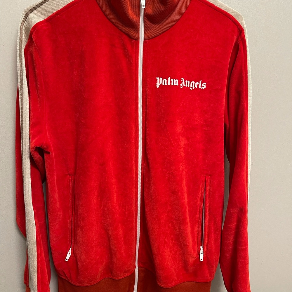 Red/Gold Velour Palm Angels Track Zip Up